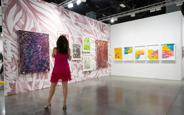 Woman enjoying Art Basel