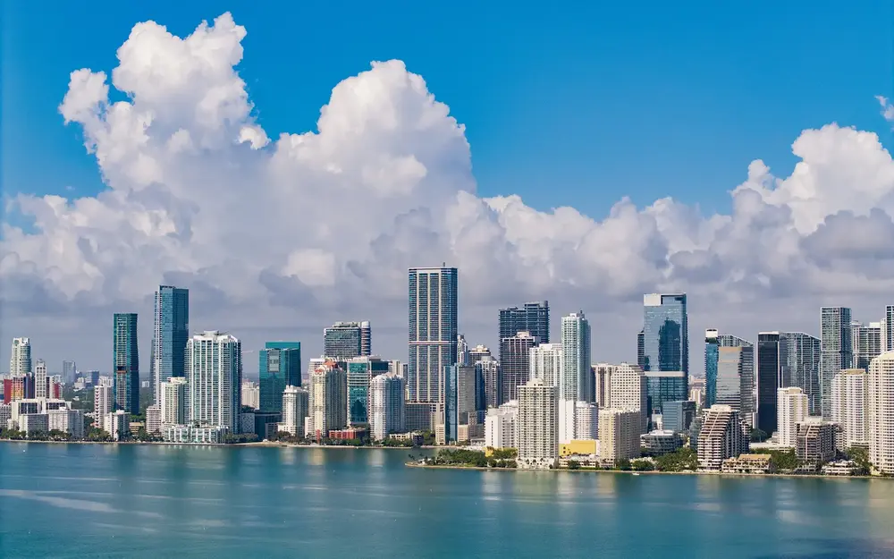 Brickell skyline from over Biscayne Bay