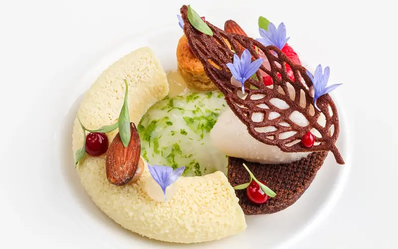 Miami Spice Dessert Plate Purple Flowers