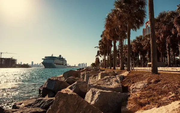 Cruise ship next to South Pointe Park
